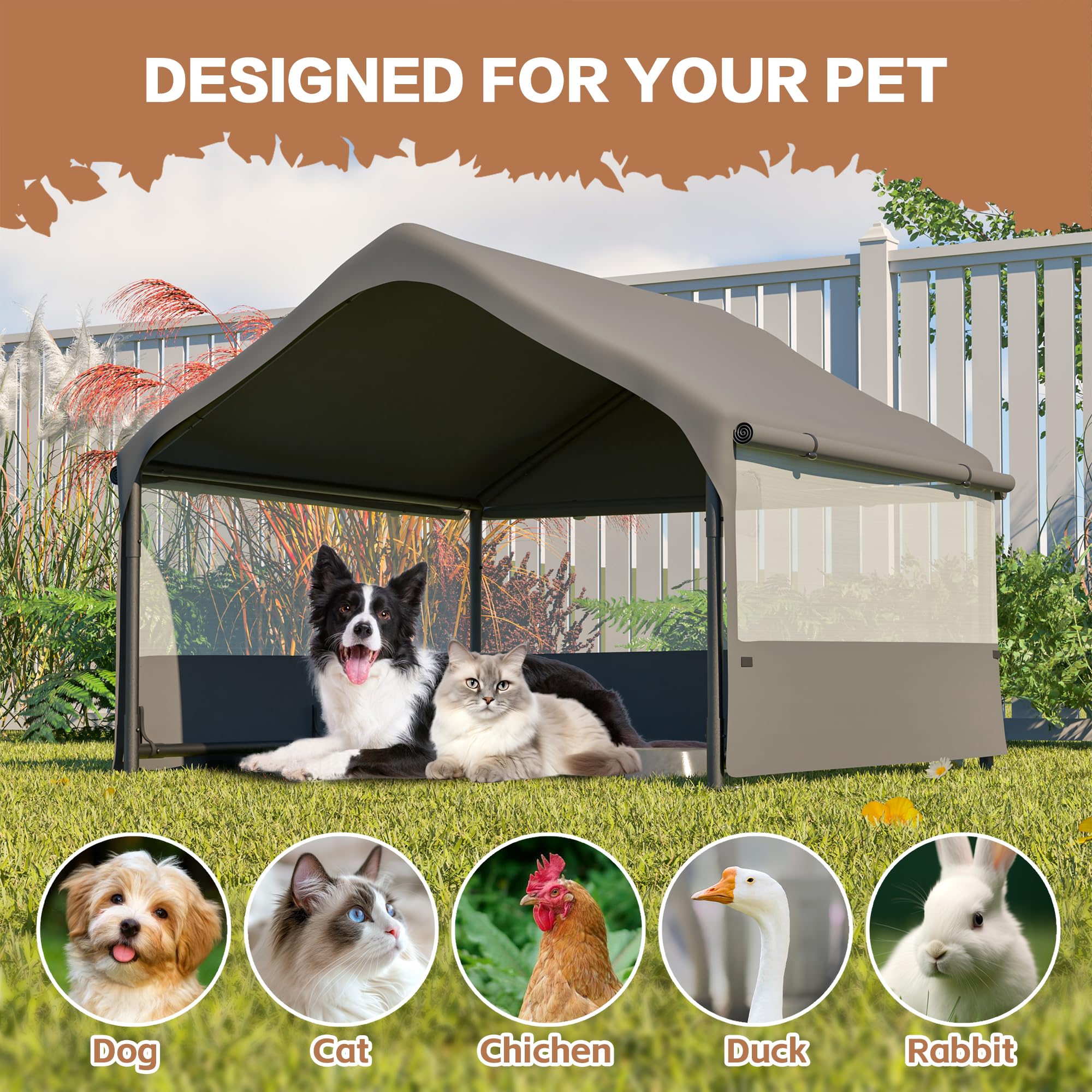 Hohuqeri extra large dog shade shelter easy-clean surface simplifies maintenance