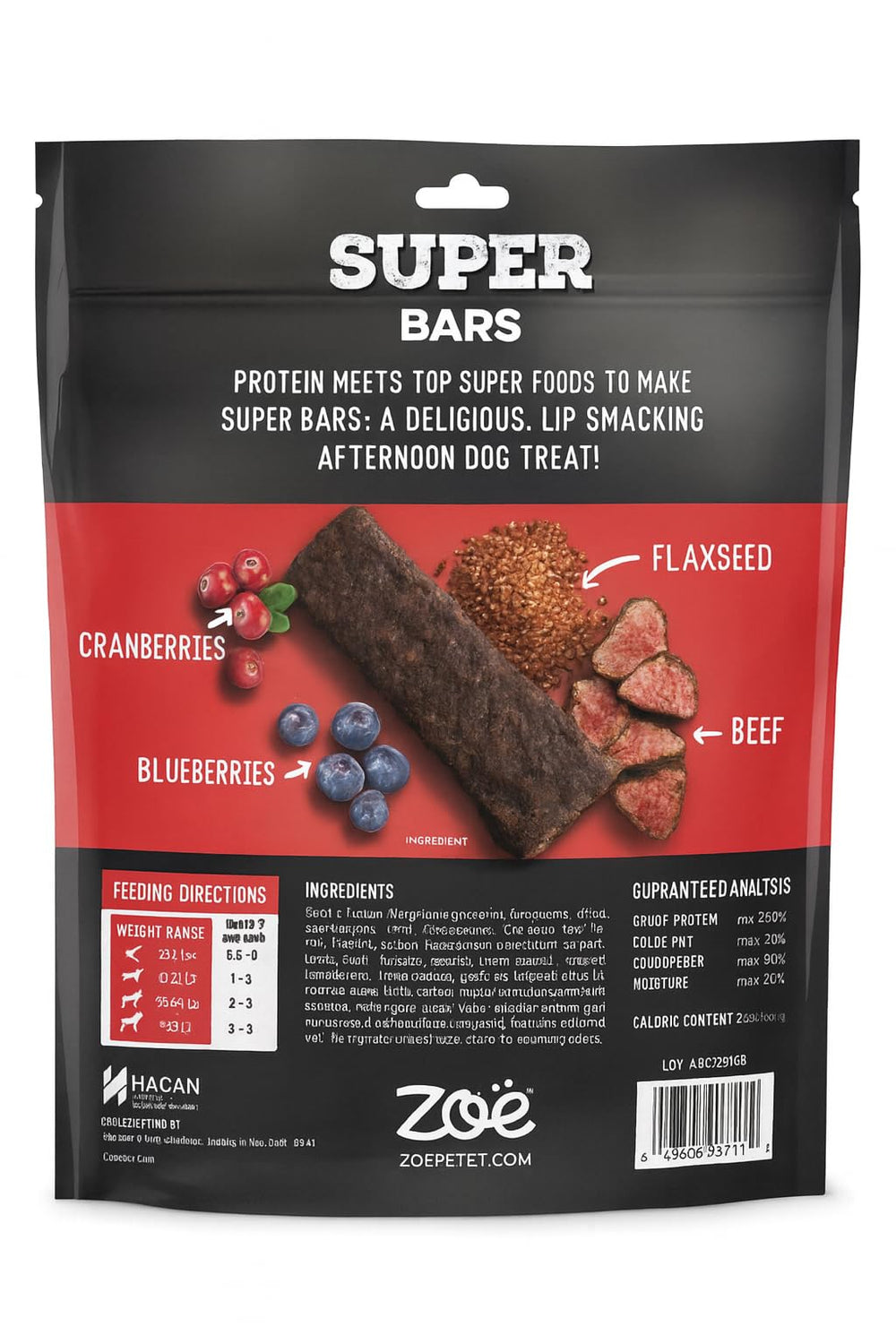 Hoiyen Zoe Super Bars beef-recipe nutrition panel highlights wholesome ingredients and protein