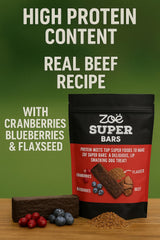 Hoiyen Zoe Super Bars beef-recipe treats close-up showcases grain-free formula