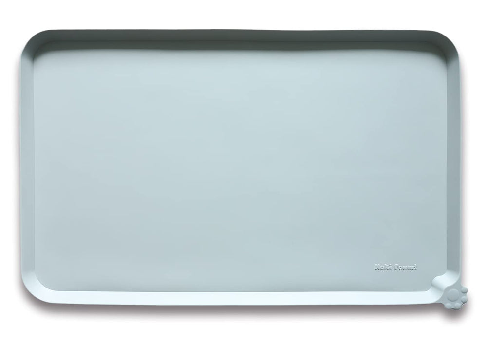 Hoki Found battleship large silicone pet food mat with raised edge keeps spills on mat.