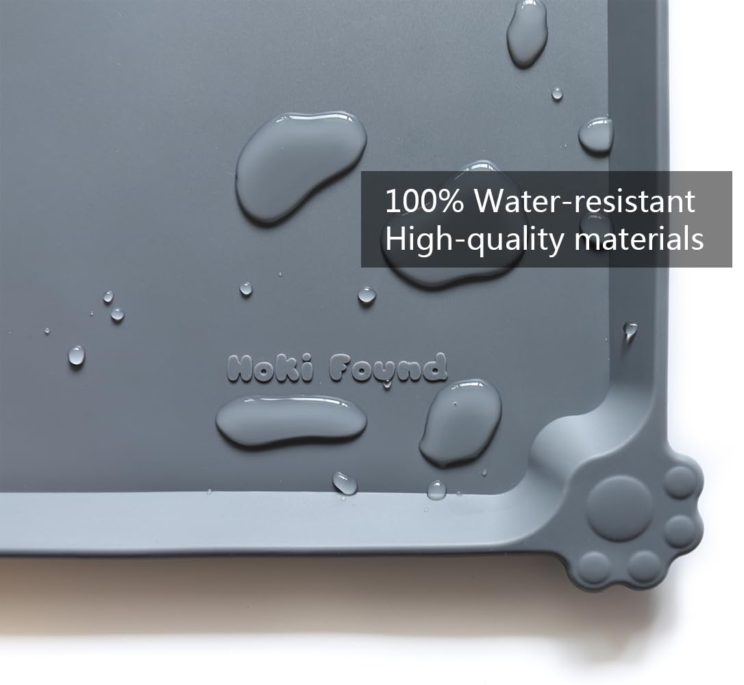 Hoki Found extra-high raised edge pet mat prevents messes from reaching floors