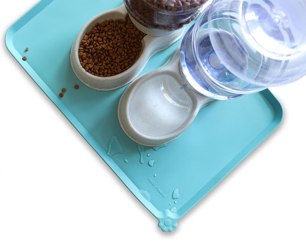 Hoki Found Glacier dishwasher-safe pet mat for easy cleanup after meals