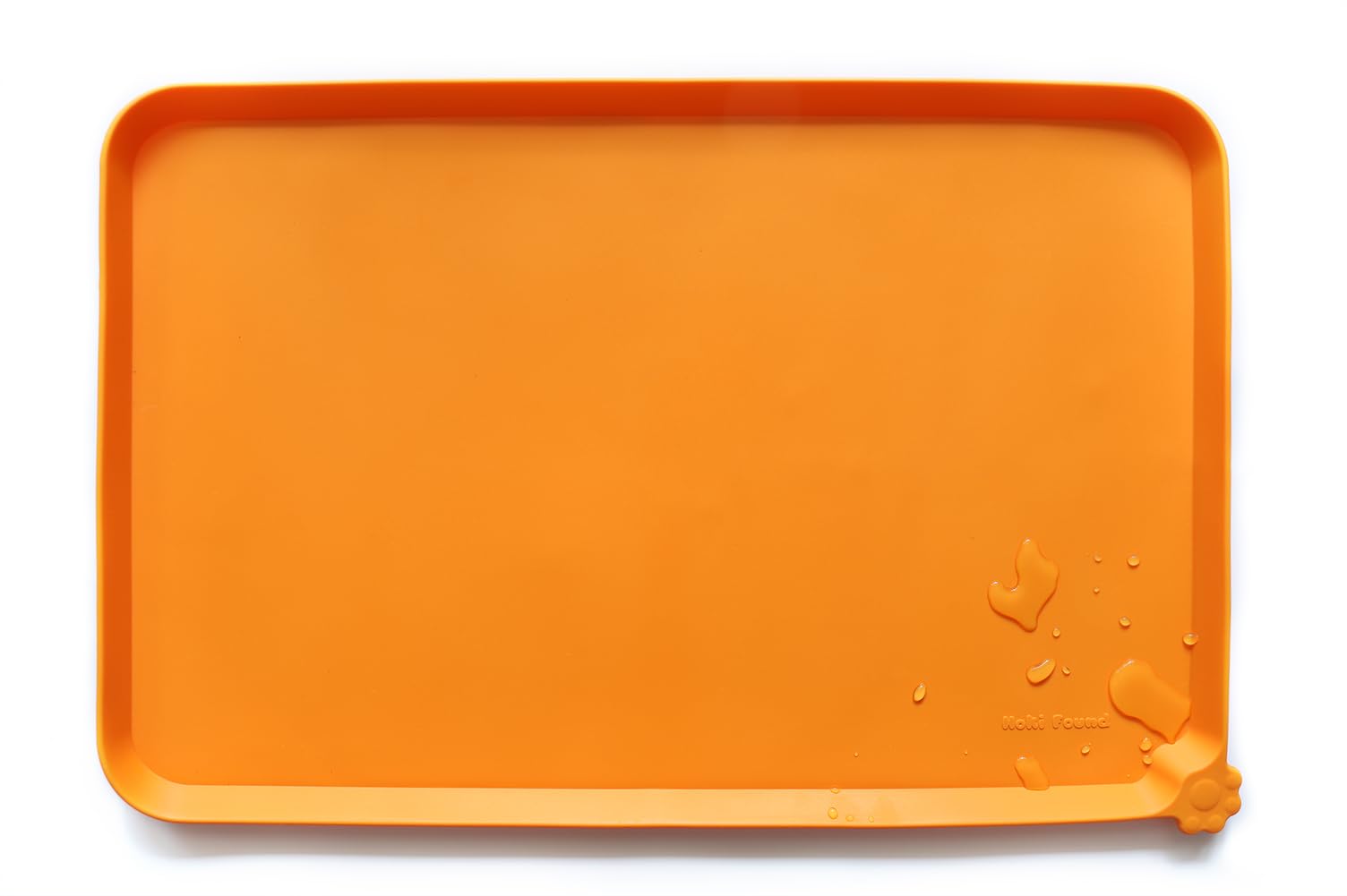 Hoki Found L silicone non-slip bowl mat orange mess-free feeding on carpet