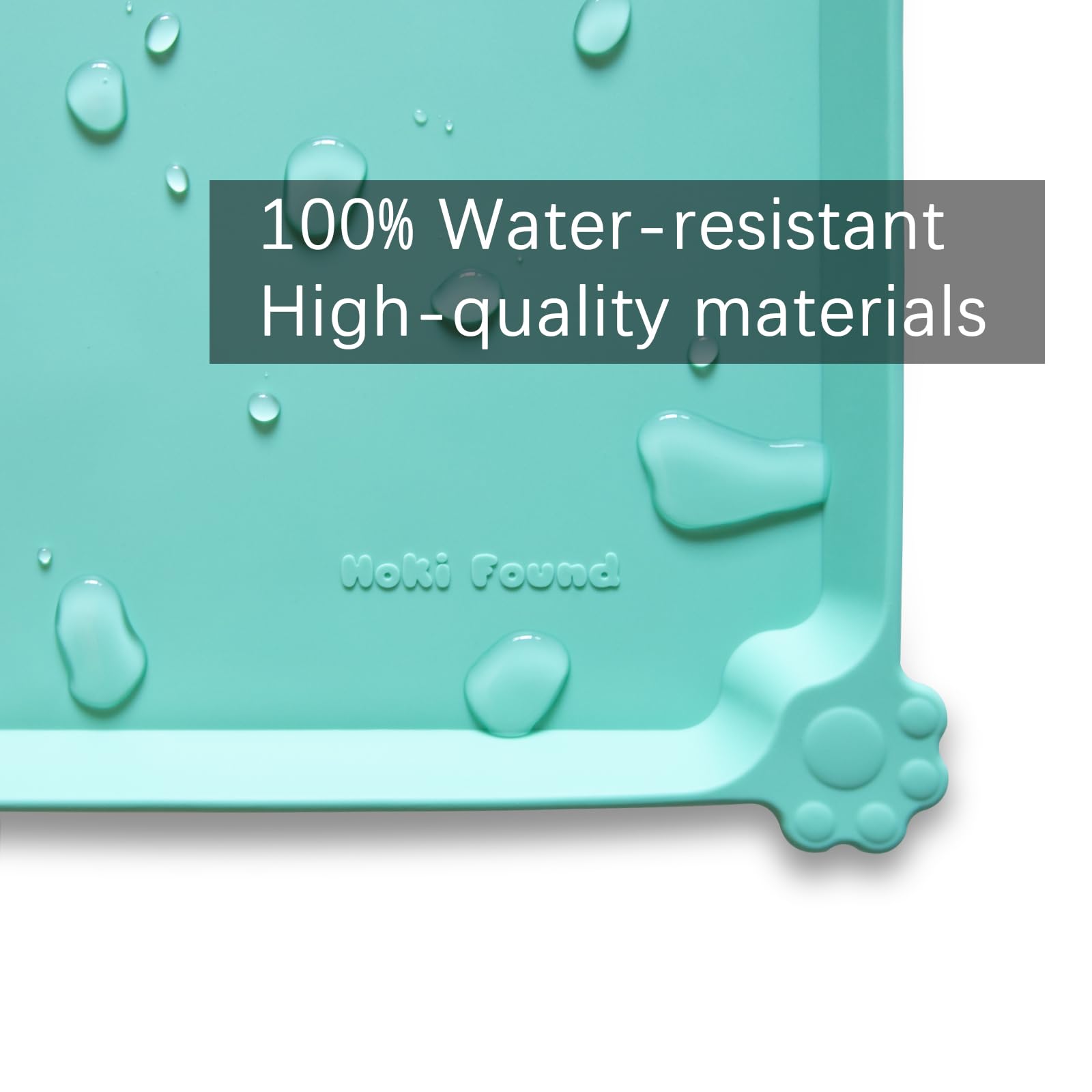 Hoki Found L silicone non-slip pet food mats are dishwasher-safe for quick cleanup.