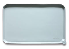 Hoki Found L silicone pet feeding mat with battleship pattern prevents spills during meals.