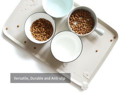 Hoki Found L silicone pet food mat pictured for travel and effortless cleaning
