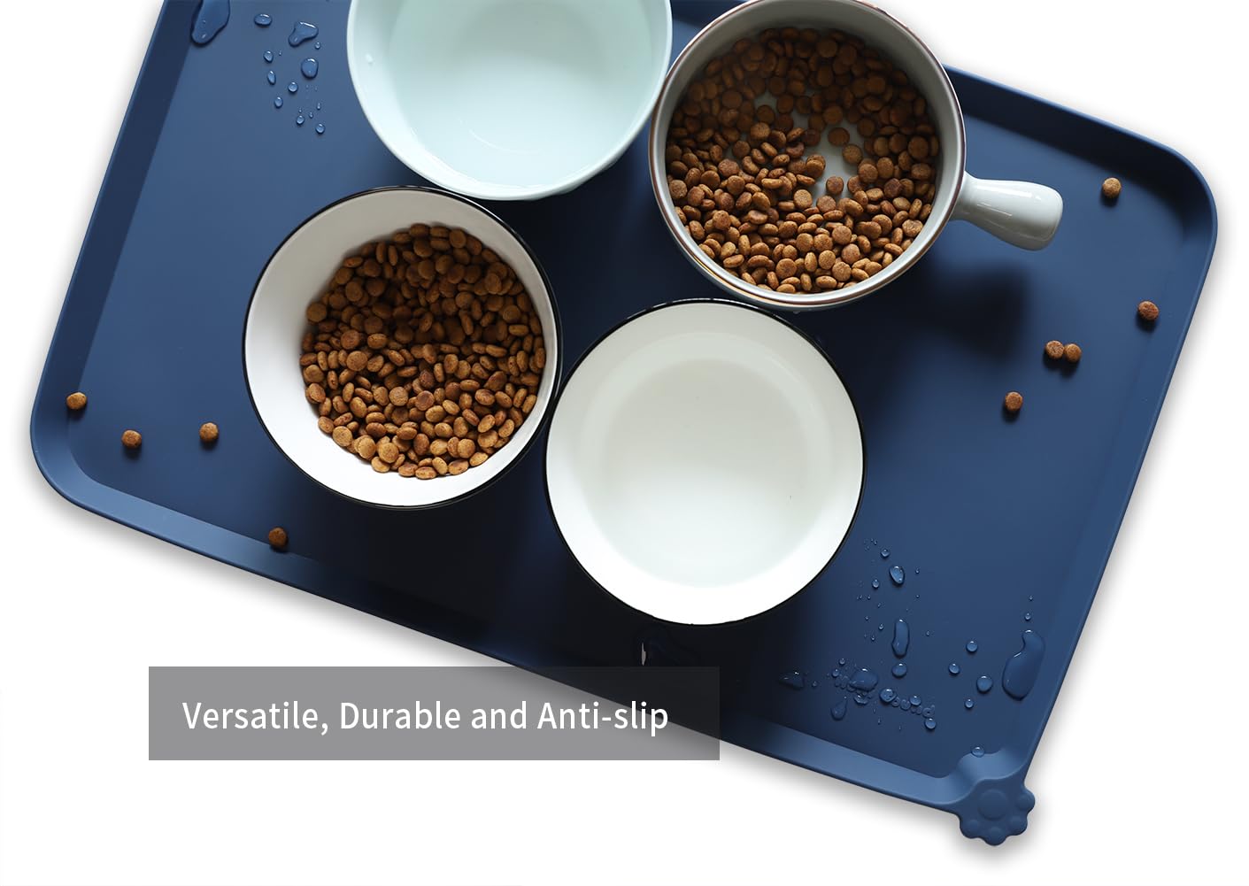 Hoki Found L silicone mat with extra-high lip containing spills during meals