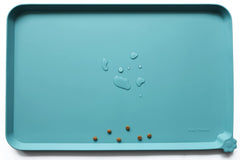 Hoki Found L silicone pet food mats Glacier top view with non-slip feeding surface and easy cleanup