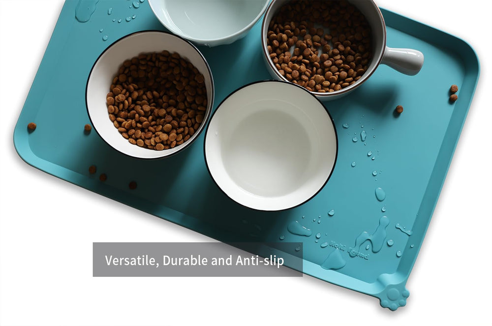 Hoki Found L silicone pet food mats Glacier side view, portable and non-slip for travel