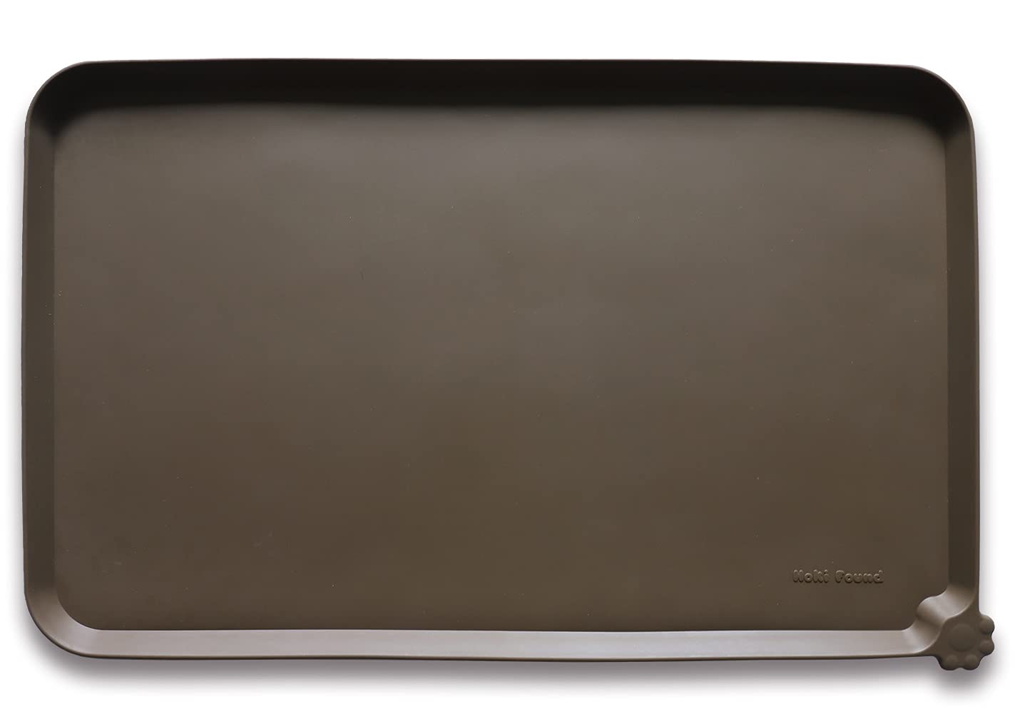 Hoki Found L silicone pet food mat, top view, spacious non-slip feeding area.