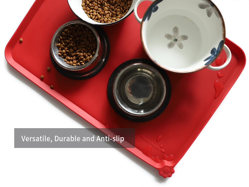 Hoki Found 24x16 inch mat with extra-high lip catches spills.