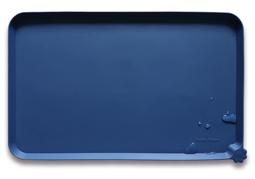 Hoki Found large silicone pet mat Indigo Ink full-view protects floors from spills