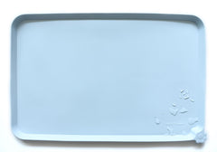 Hoki Found large silicone pet food mats tray front view in frost keeps feeding areas tidy.