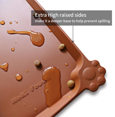 Hoki Found non-slip pet mat 28x20 caramel keeps bowls stable during meals.
