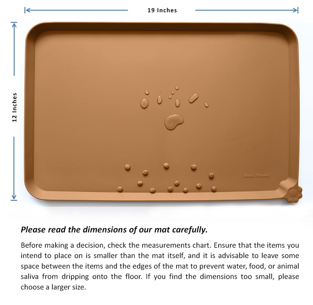 Hoki Found silicone pet mat in butterscotch color provides waterproof floor protection