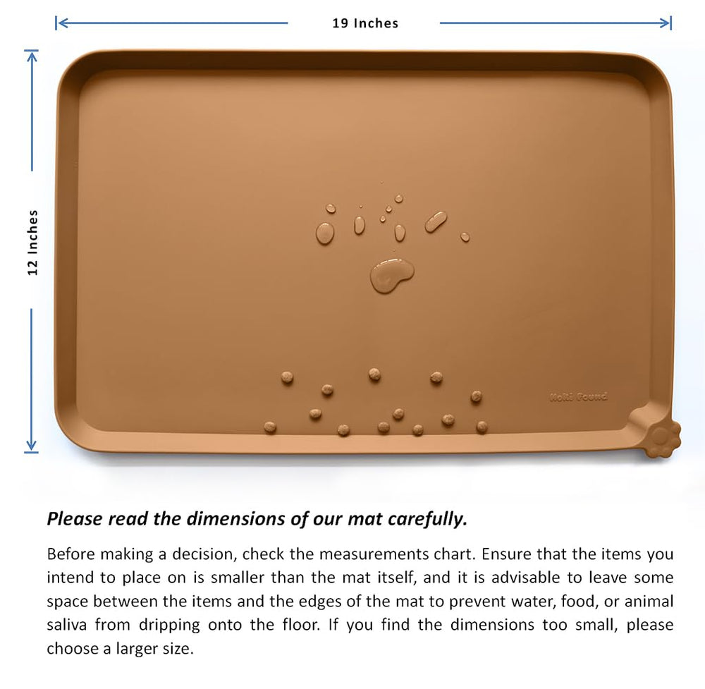 Hoki Found silicone pet mat in butterscotch color provides waterproof floor protection