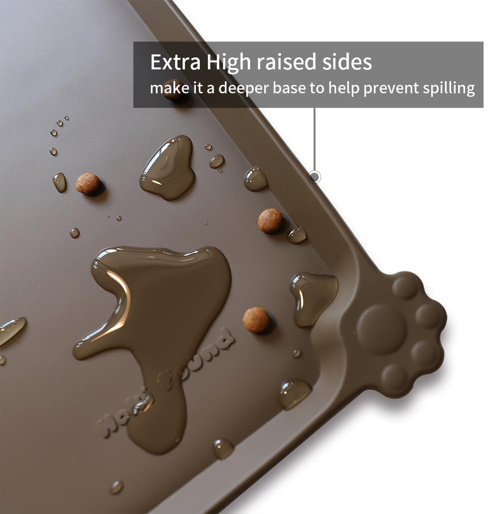 Hoki Found silicone pet mat with waterproof design protects floors from spills.