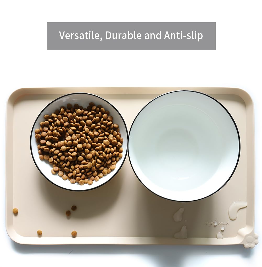 Hoki Found silicone pet food mats tray dishwasher-safe and easy to clean after meals.