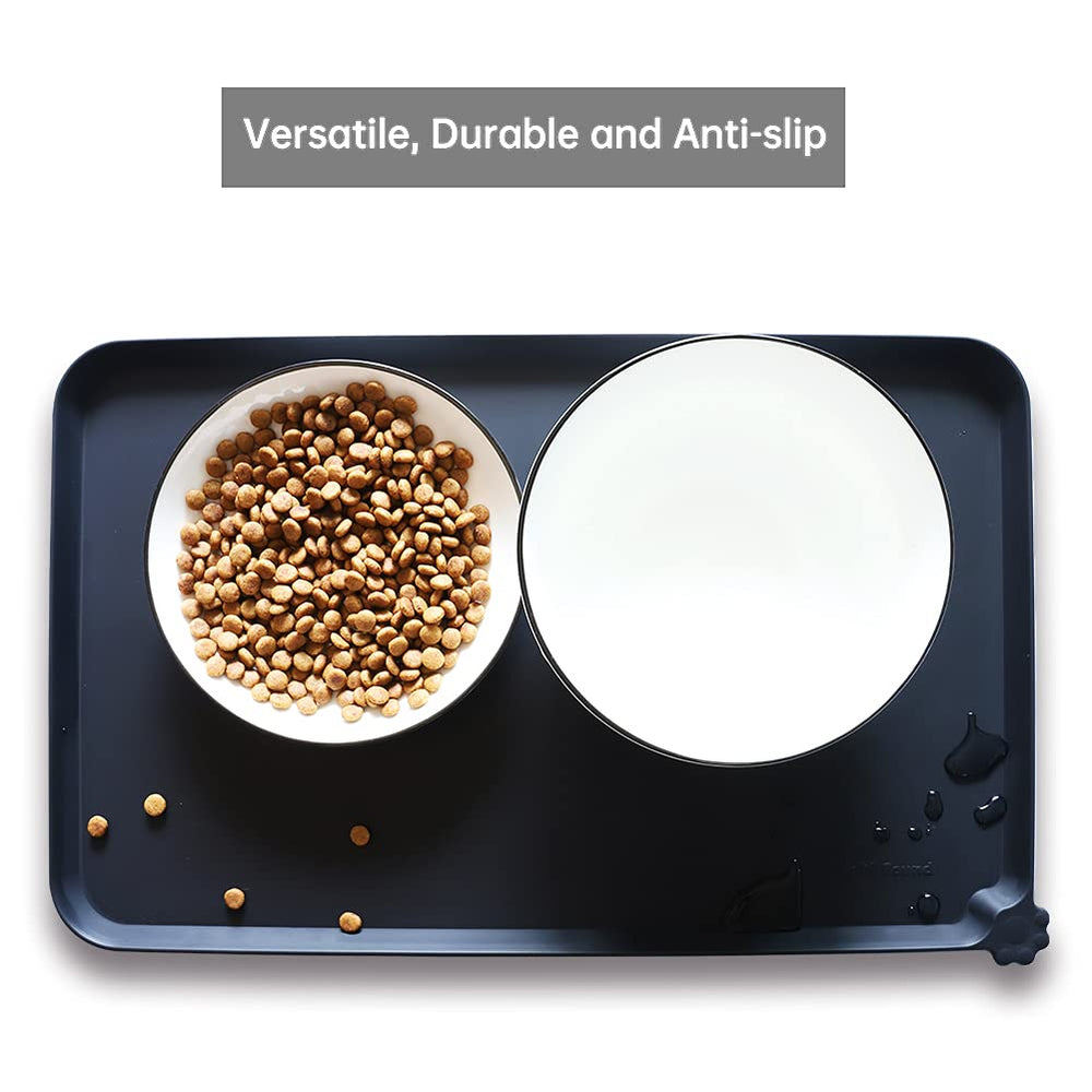 Hoki Found silicone pet food mats tray non-slip surface protects floors during feeding