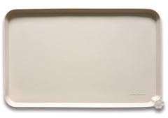 Hoki Found silicone pet food mats tray front view highlights spill containment and easy cleaning.