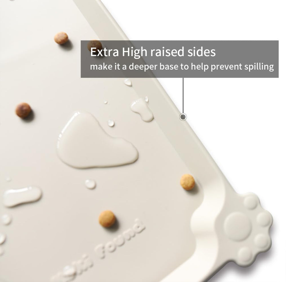 Hoki Found cream silicone pet tray side view highlights flexible easy-clean surface