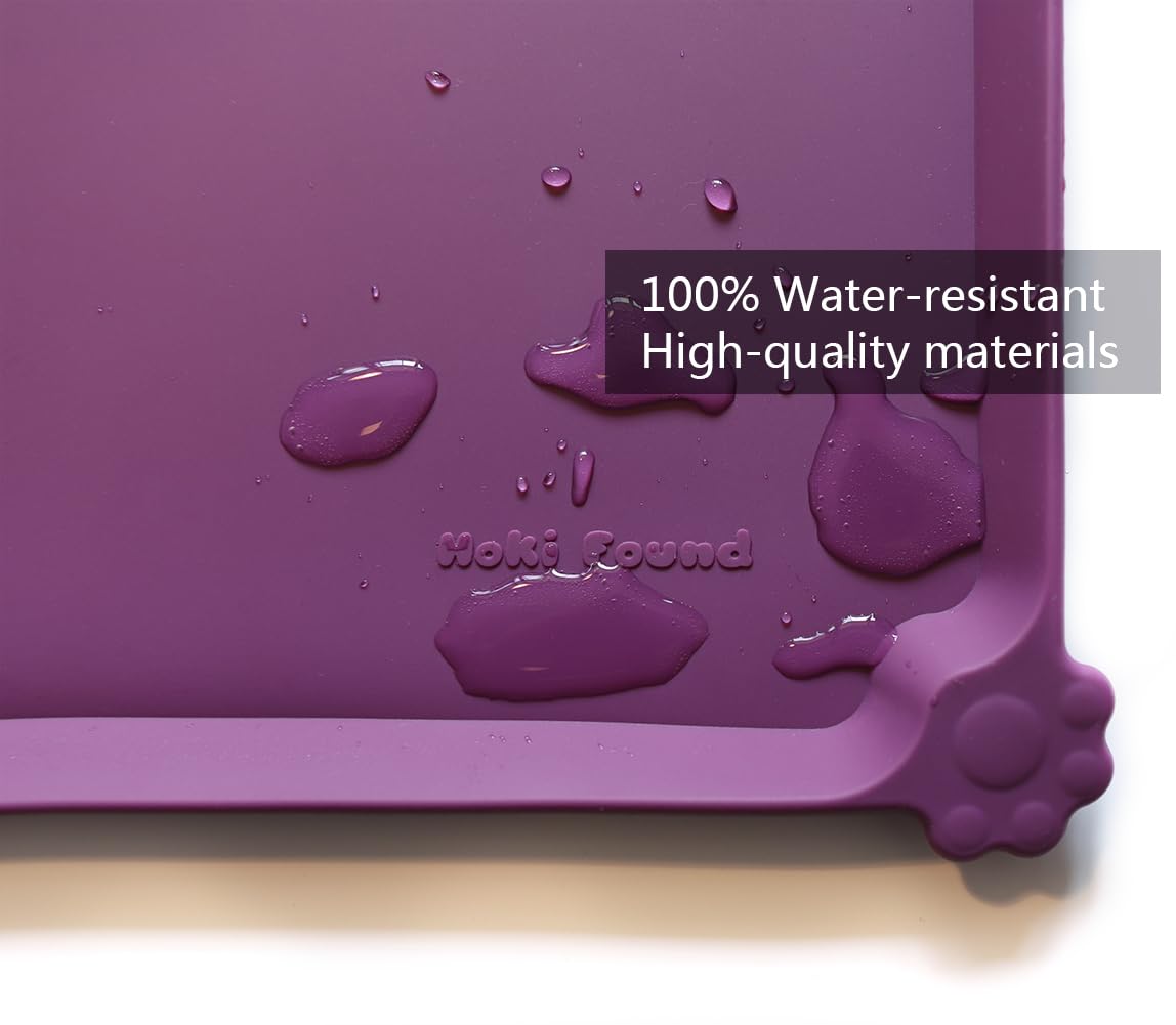 Hoki Found Eggplant mat on floor demonstrates spill containment