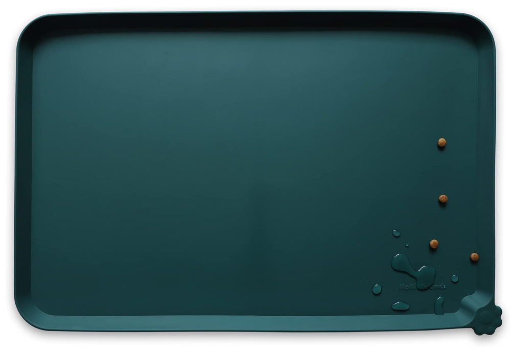 Hoki Found X-Large silicone non-slip mat tray in dark cedar with spill containment.