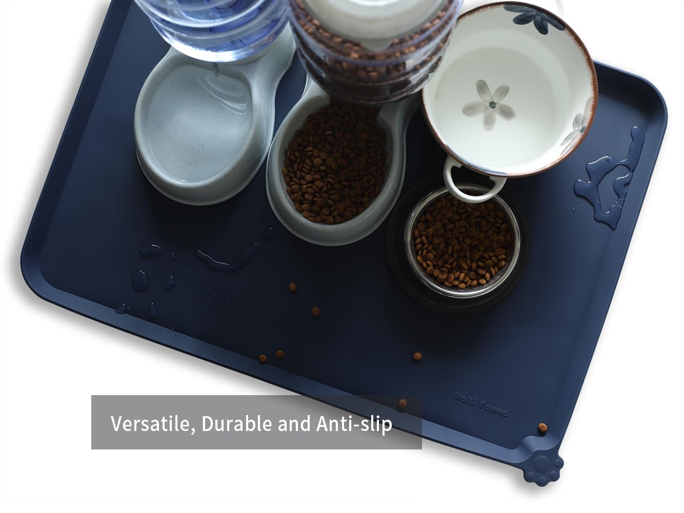 Hoki Found X-Large silicone pet feeding mat dishwasher-safe for quick cleanup after meals.