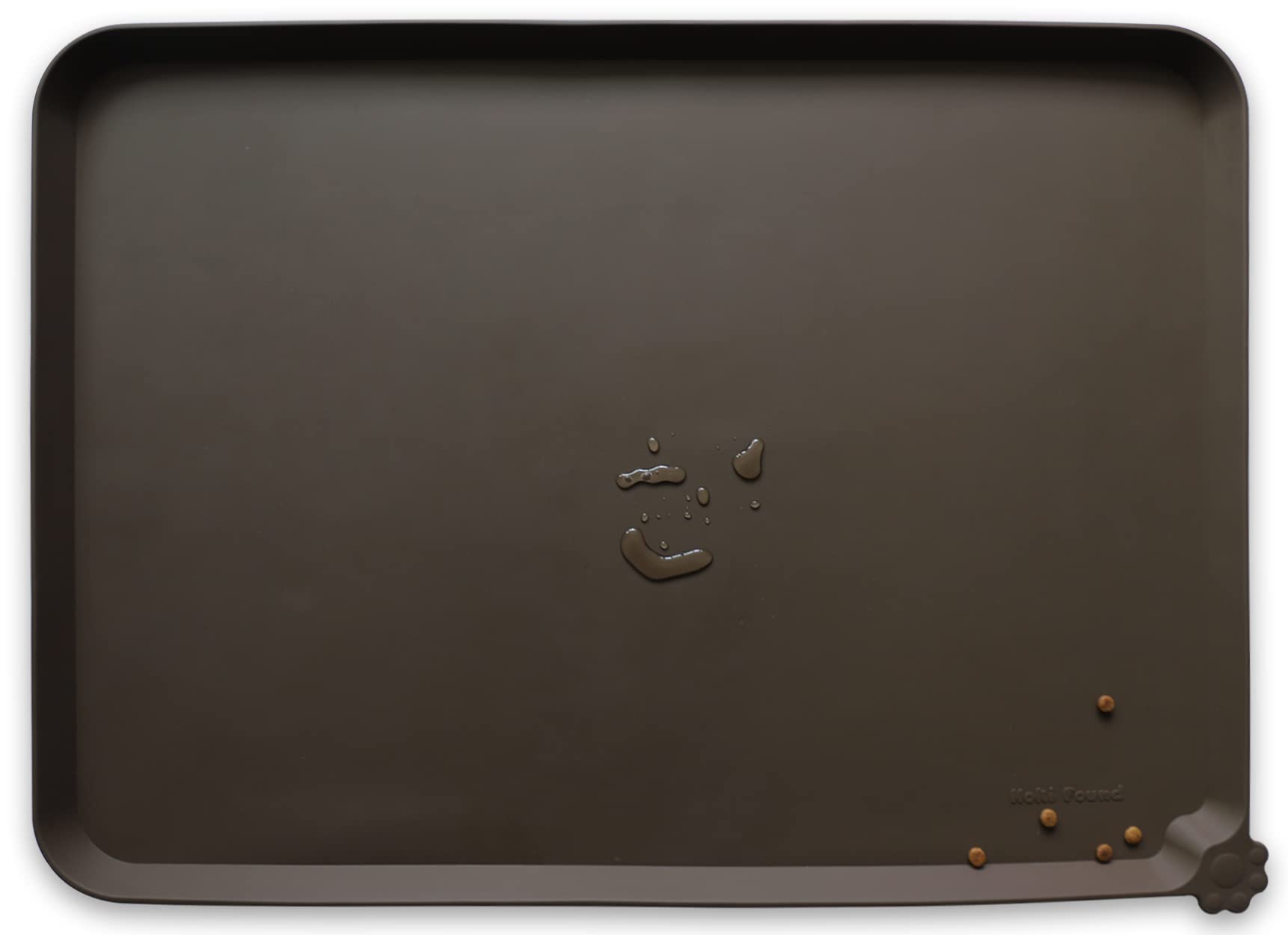 Hoki Found X-Large silicone pet food mat tray coffee full view showing non-slip surface