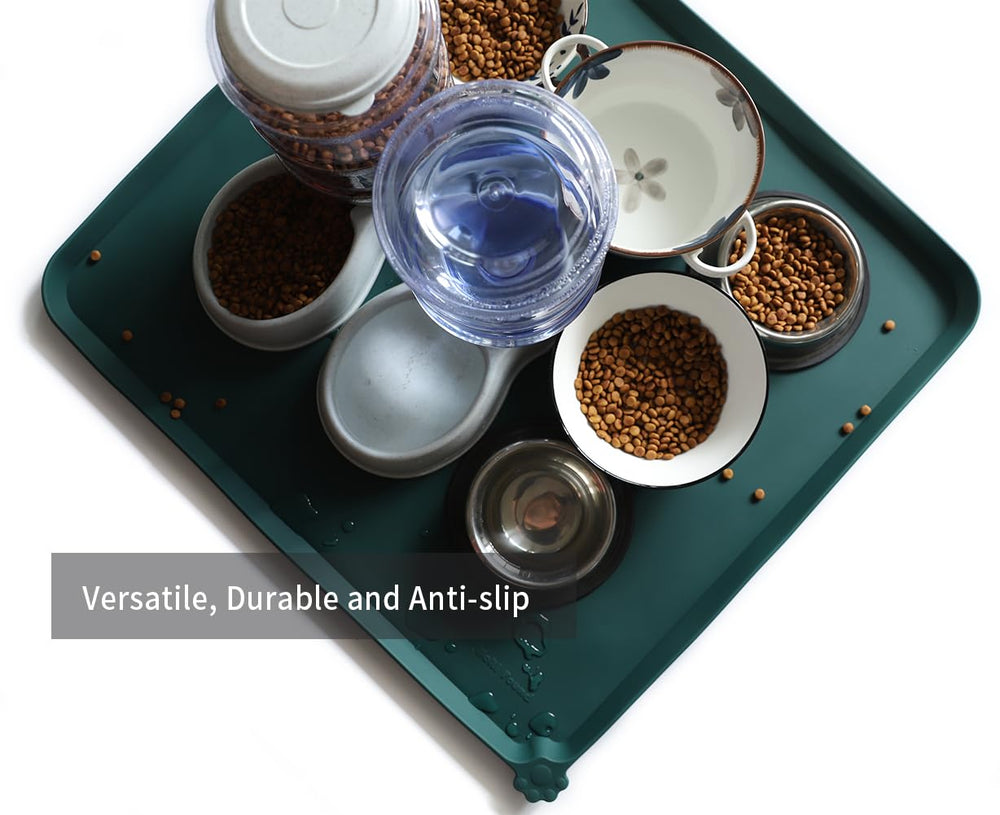 Hoki Found XX-Large silicone non-slip pet bowl mat dishwasher-safe design for easy cleaning.