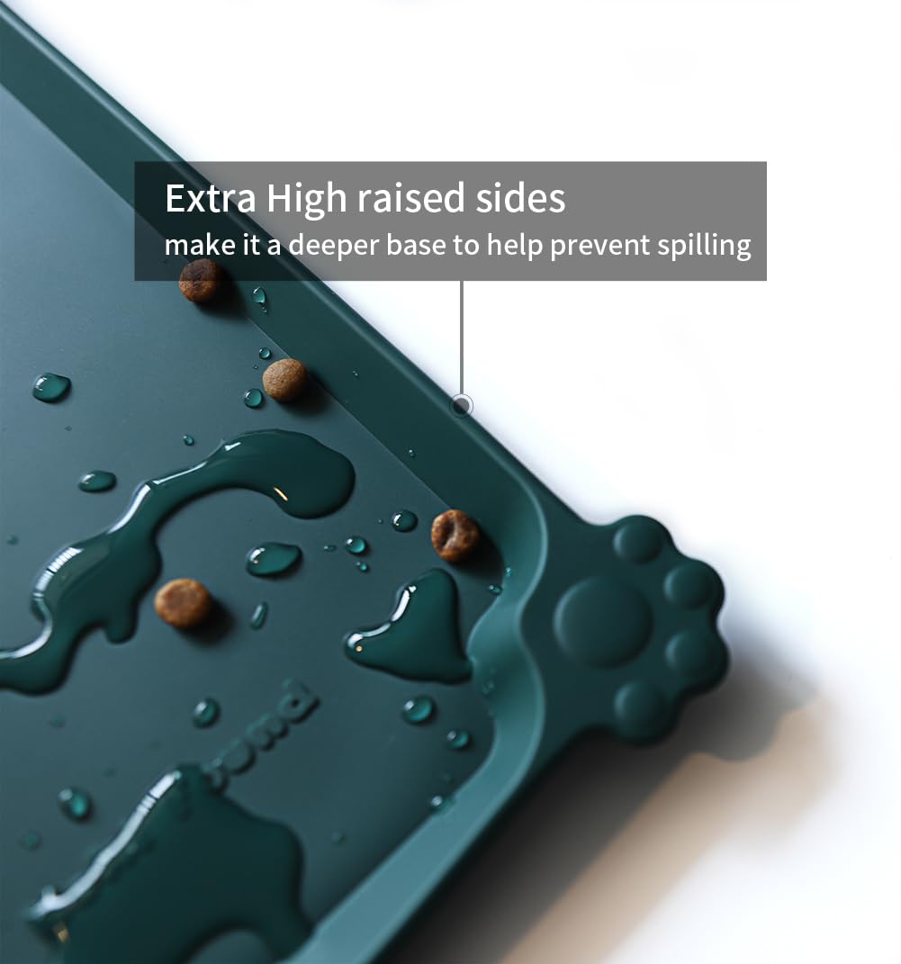Hoki Found XX-Large silicone non-slip pet bowl mat side-view catches spills and cushions bowls.