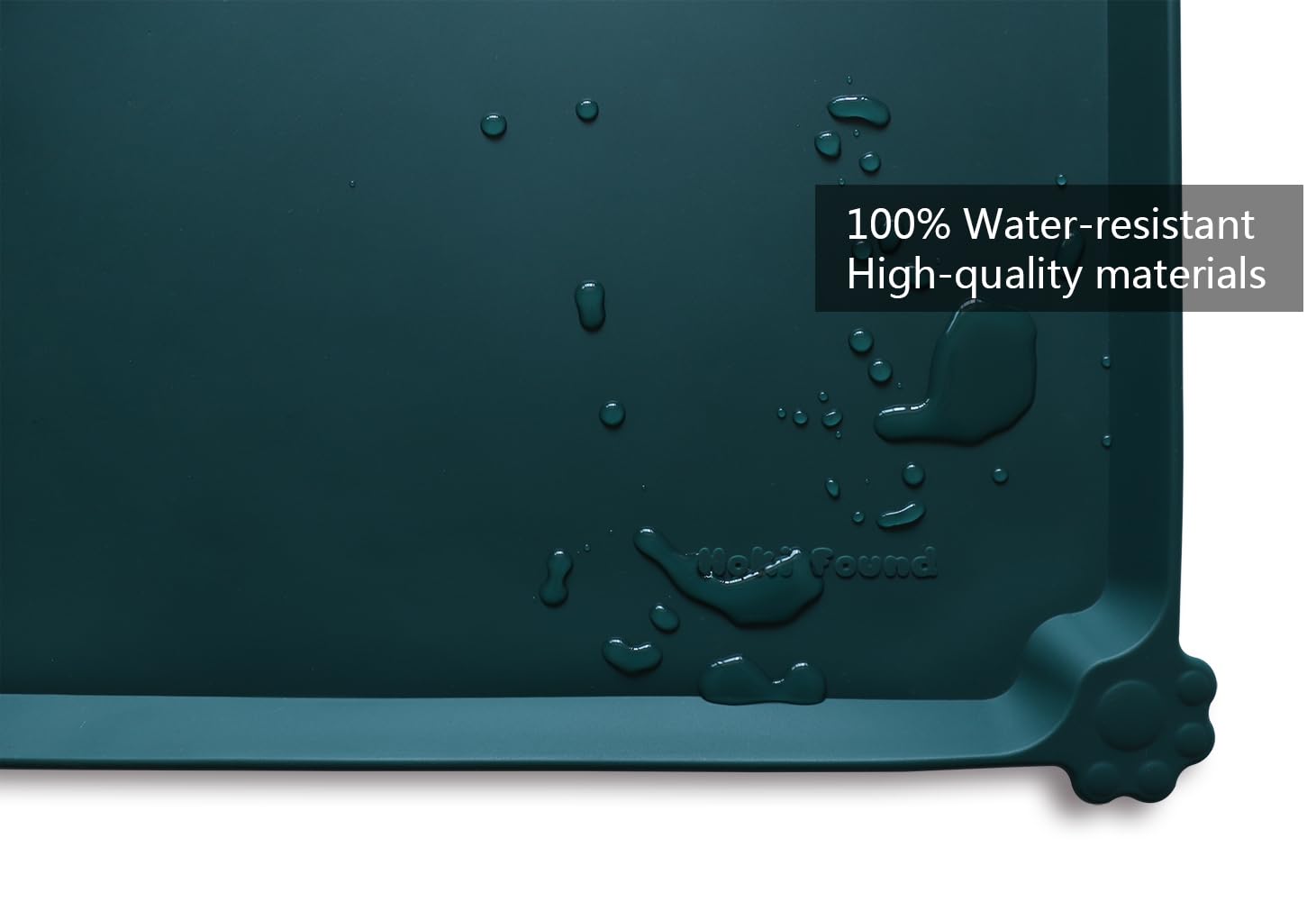 Hoki Found XX-Large silicone non-slip pet bowl mat spill-prevention features raised lip for cleaner floors.