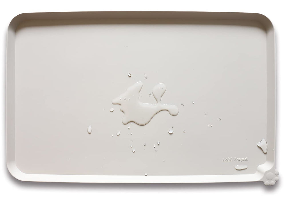 Hoki Found XX-Large silicone pet feeding mat cream brown, anti-slip, spill-proof for clean floors.