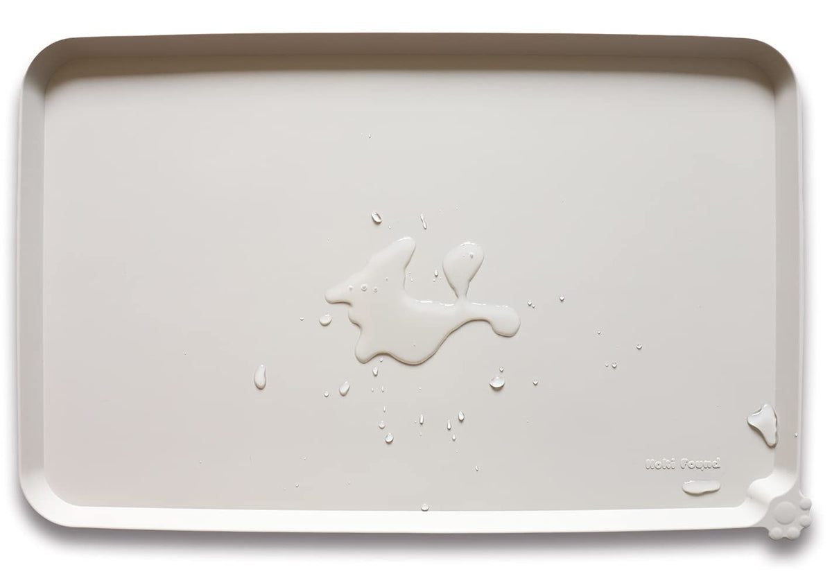 Hoki Found XX-Large silicone pet feeding mat cream brown, anti-slip, spill-proof for clean floors.