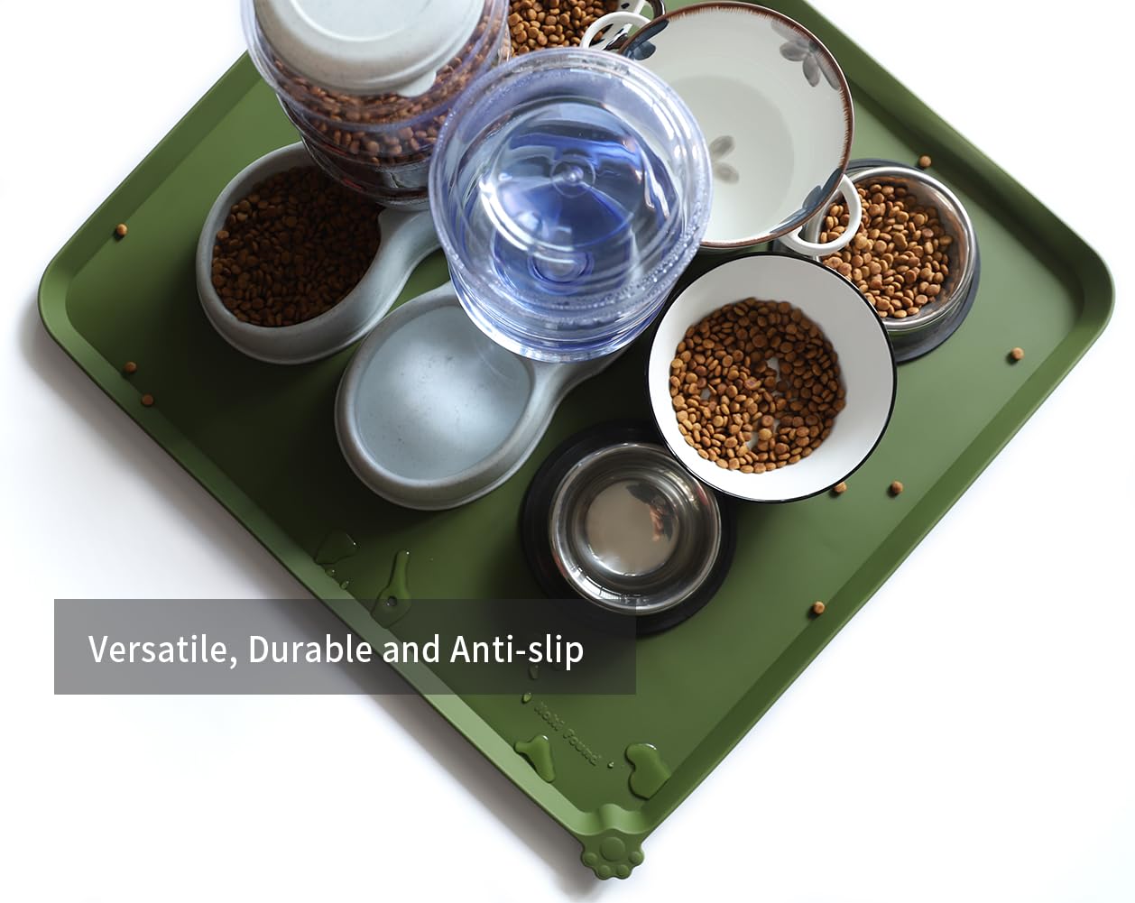 Hoki Found mat in use on carpet demonstrates waterproof protection and easy cleanup.