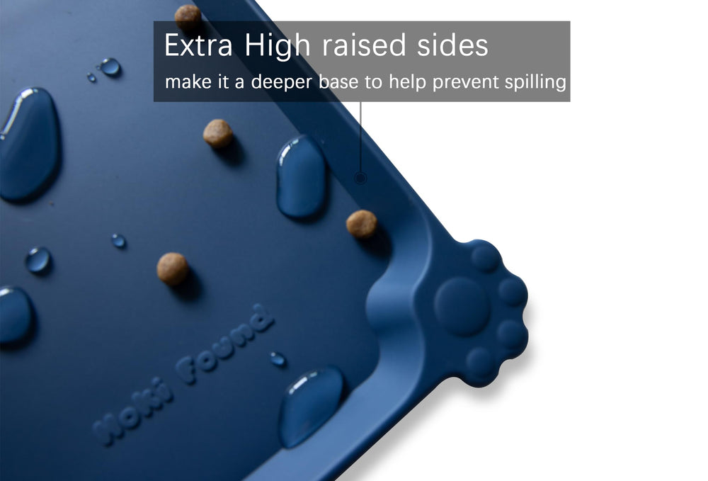 Hoki Found XX-Large silicone mat with raised edge prevents bowl spills.