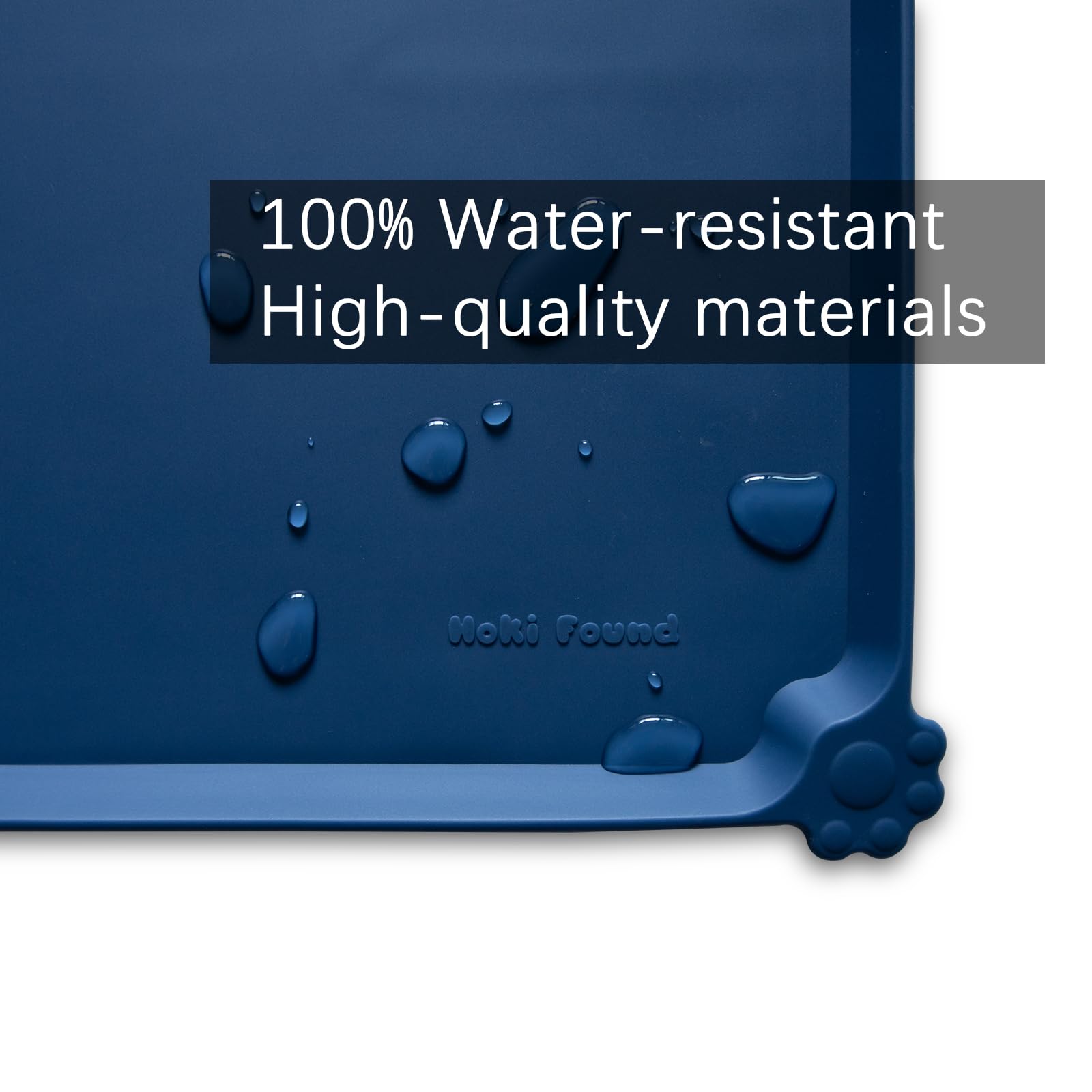 Hoki Found ink-indigo mat stays waterproof and easy to wipe clean.
