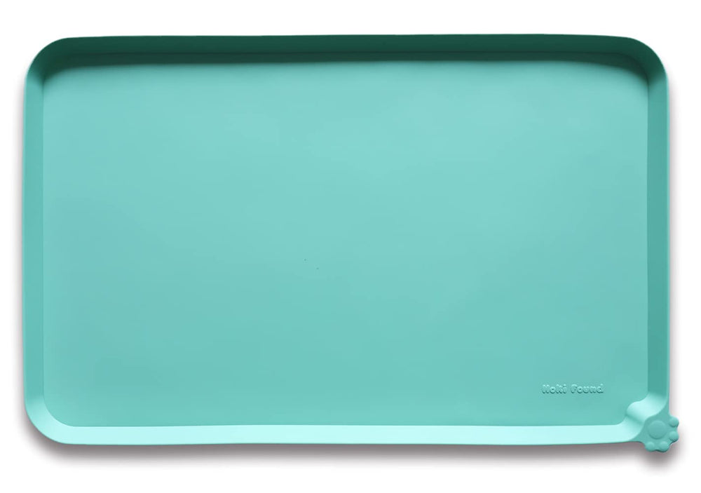 Hoki Found large silicone non-slip pet food mat cool mint helps reduce spills.