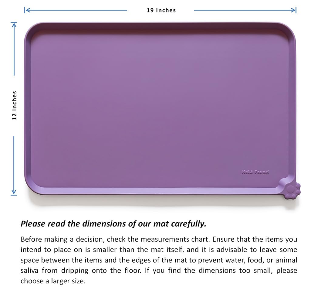 Hoki Found silicone mat's raised edge captures spills and protects floors.