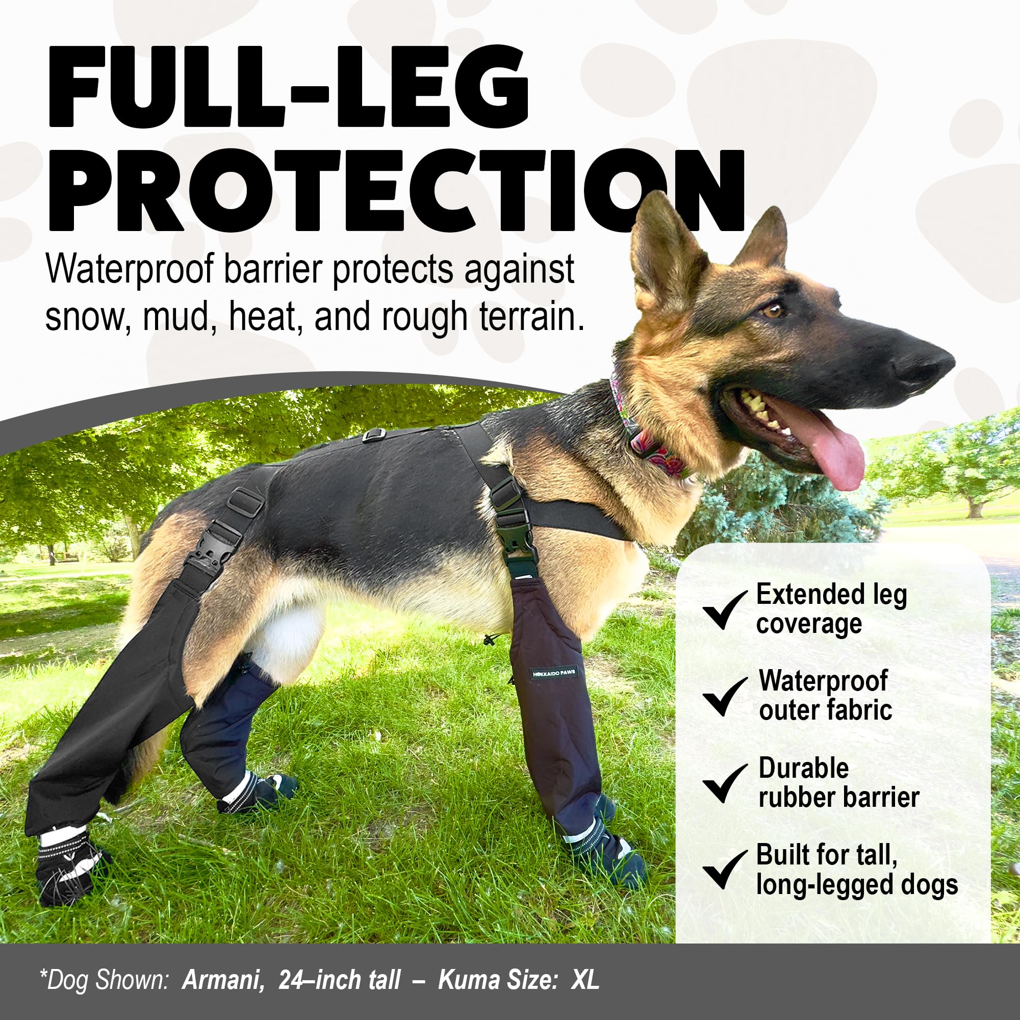 Hokkaido Paws Kuma boot showing rear zipper and suspenders for easy on/off