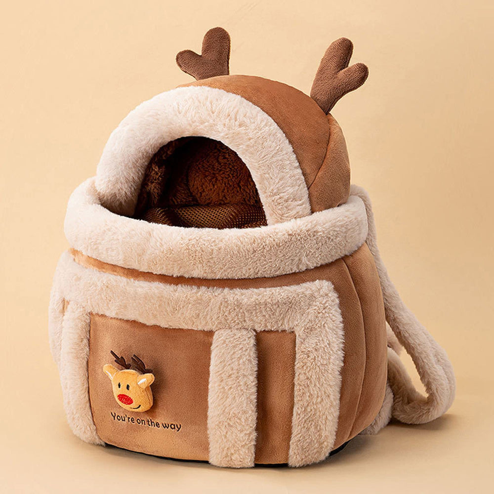 hokojix pet winter travel bag closeup highlights plush interior
