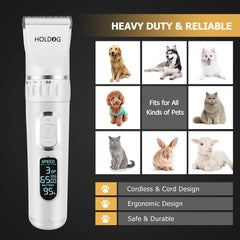 HOLDOG dog clippers with 3-speed settings tailor trimming power to coat type