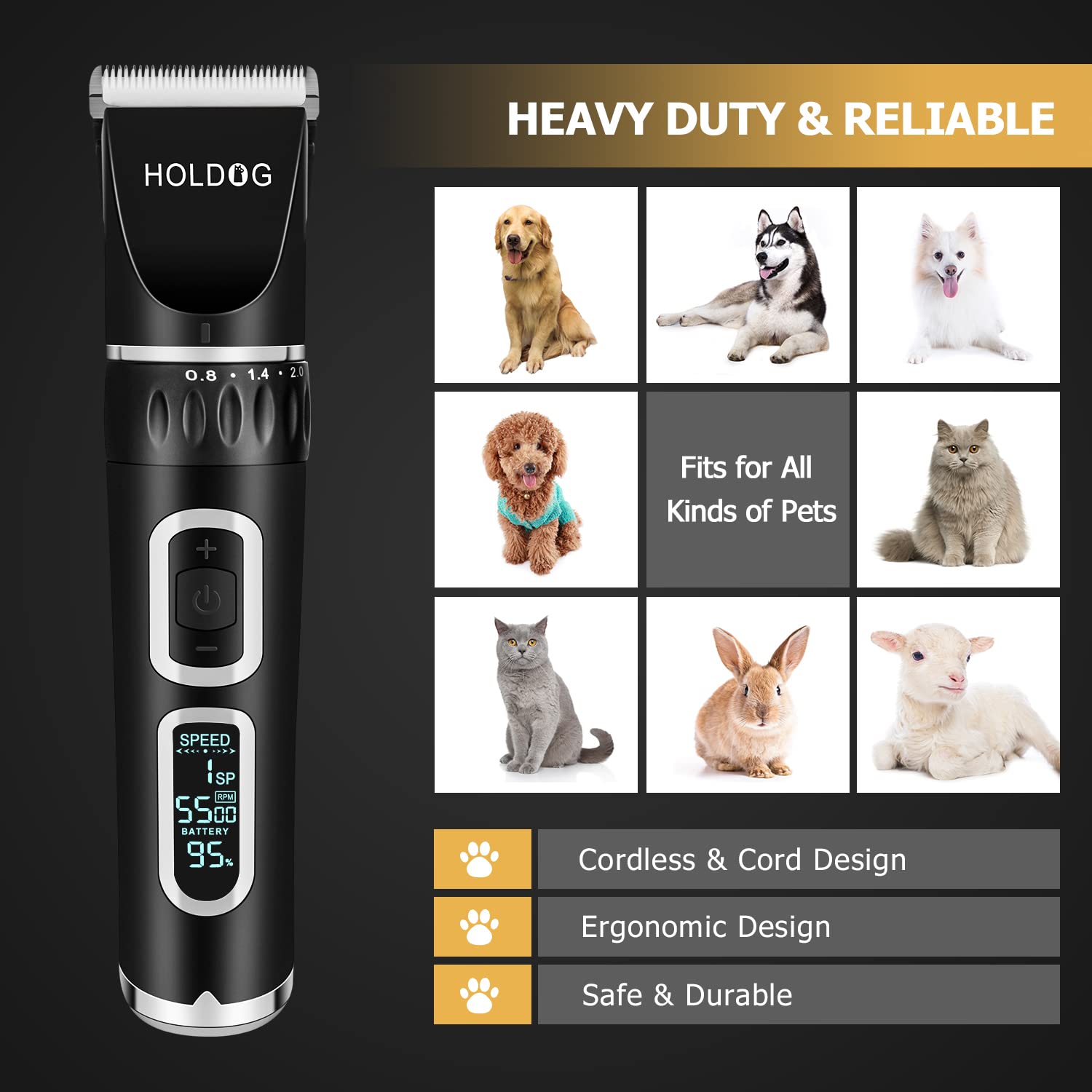 HOLDOG dog clippers blade detail highlights titanium-ceramic 33 teeth