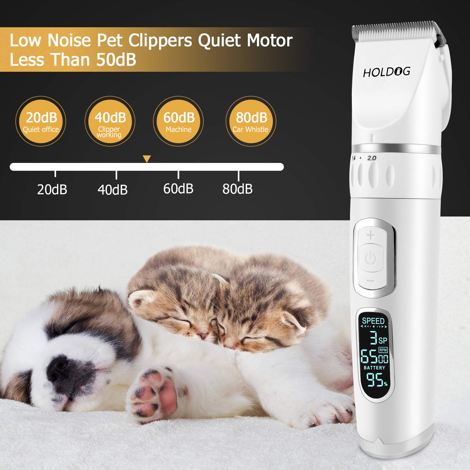 HOLDOG dog clippers low-noise design keeps pets calm during grooming sessions