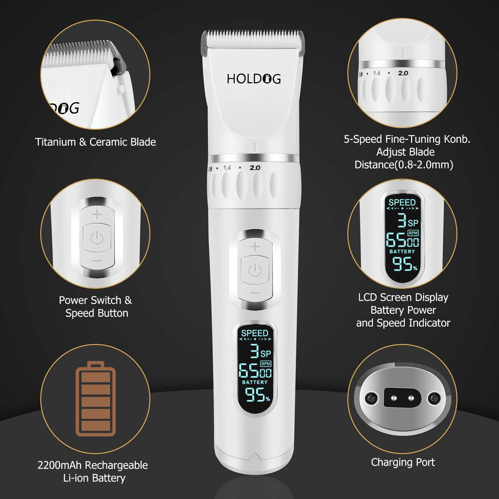 HOLDOG dog clippers titanium-ceramic blade delivers smooth cutting on curly and long coats