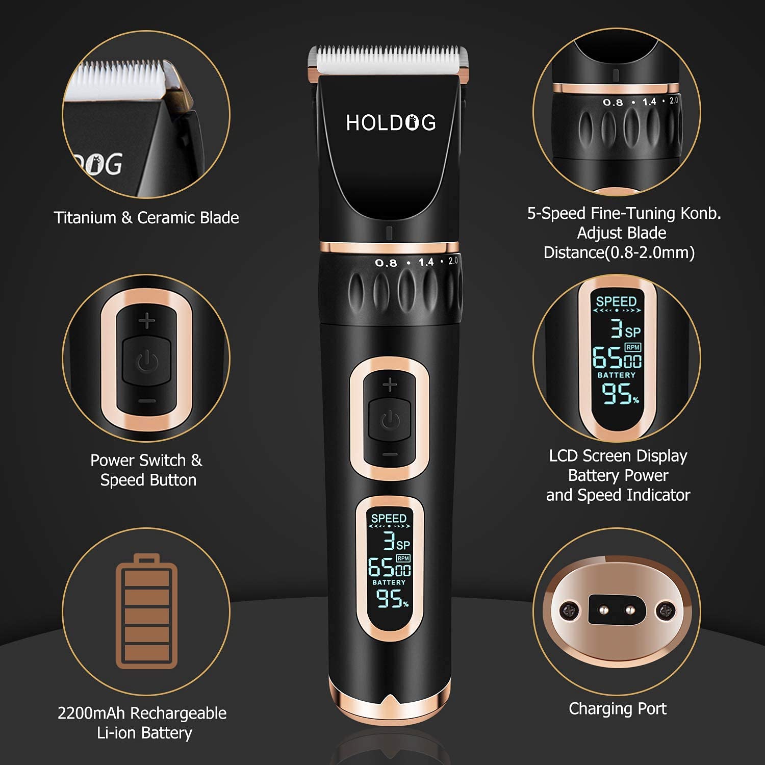 Holdog pet clippers operate quietly to reduce pet stress