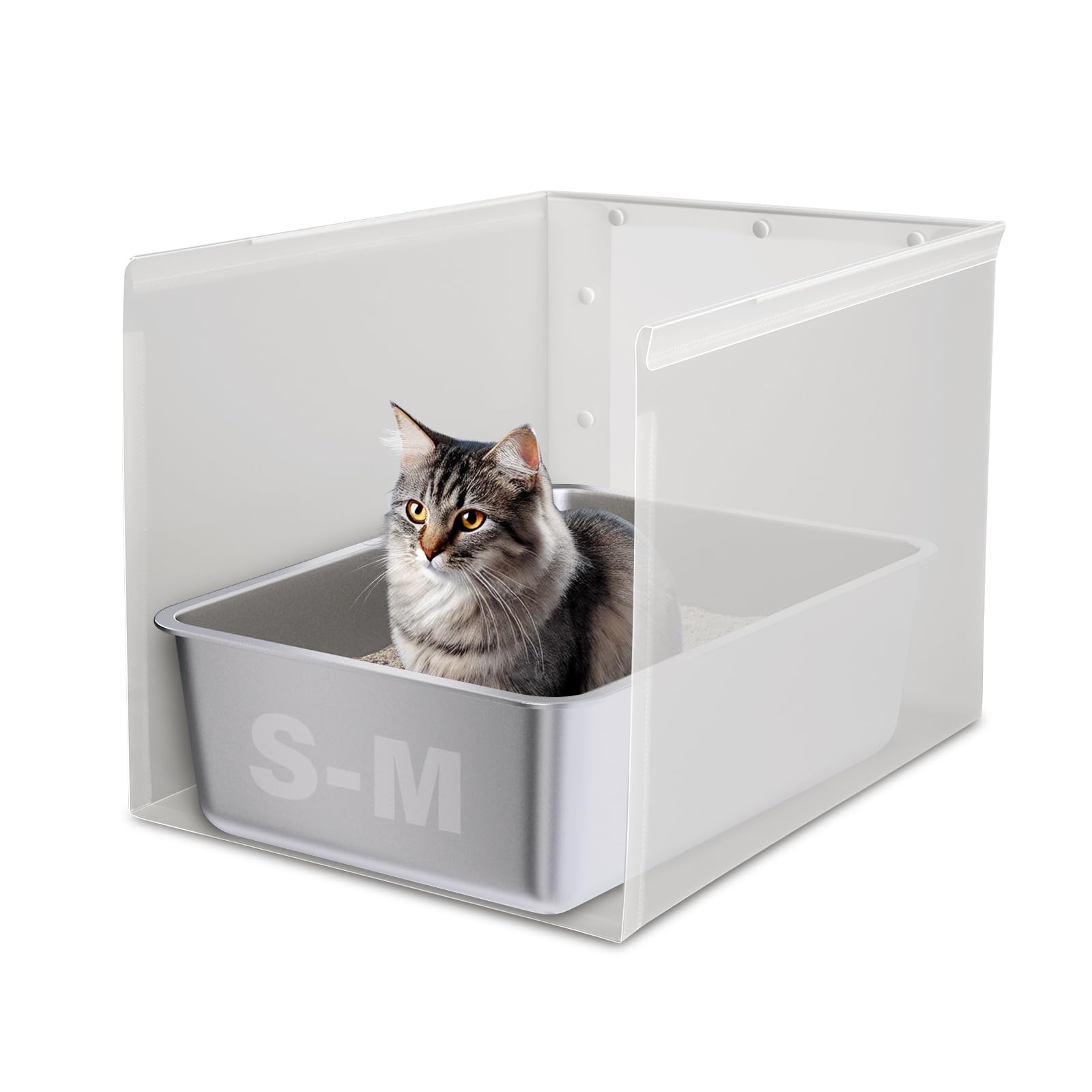 Holintan Litter Box Shield top view shows wide guard for splash prevention