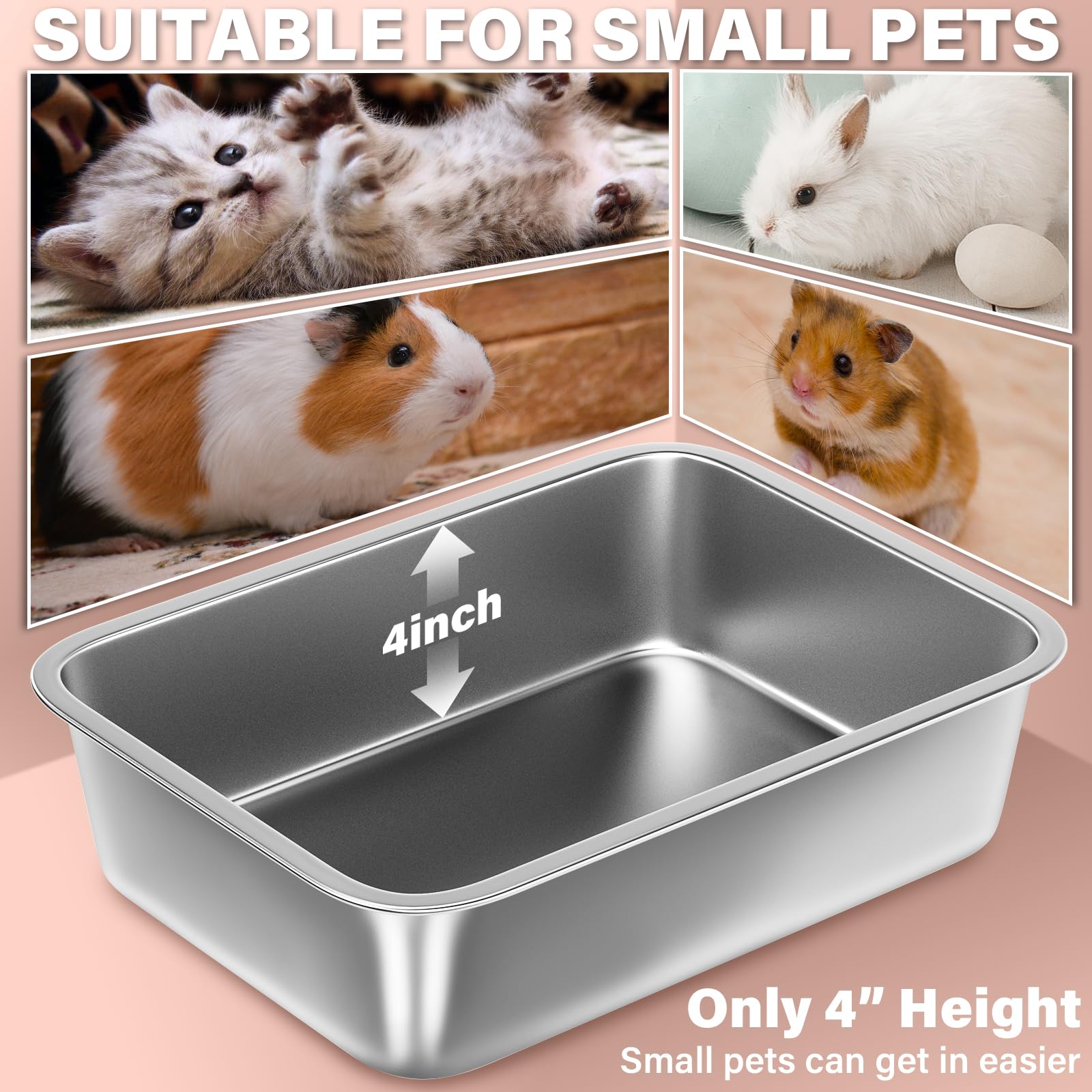 Holintan stainless-steel litter box easy-clean angle highlights effortless maintenance.