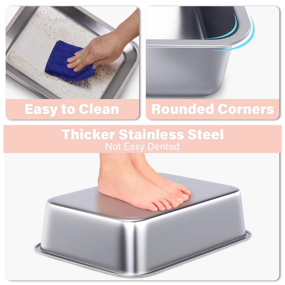 Holintan stainless-steel litter box long-lasting design resists rust and deformation.