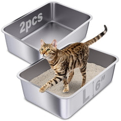 Holintan stainless steel litter box pack for multi-pet homes, durable daily use.